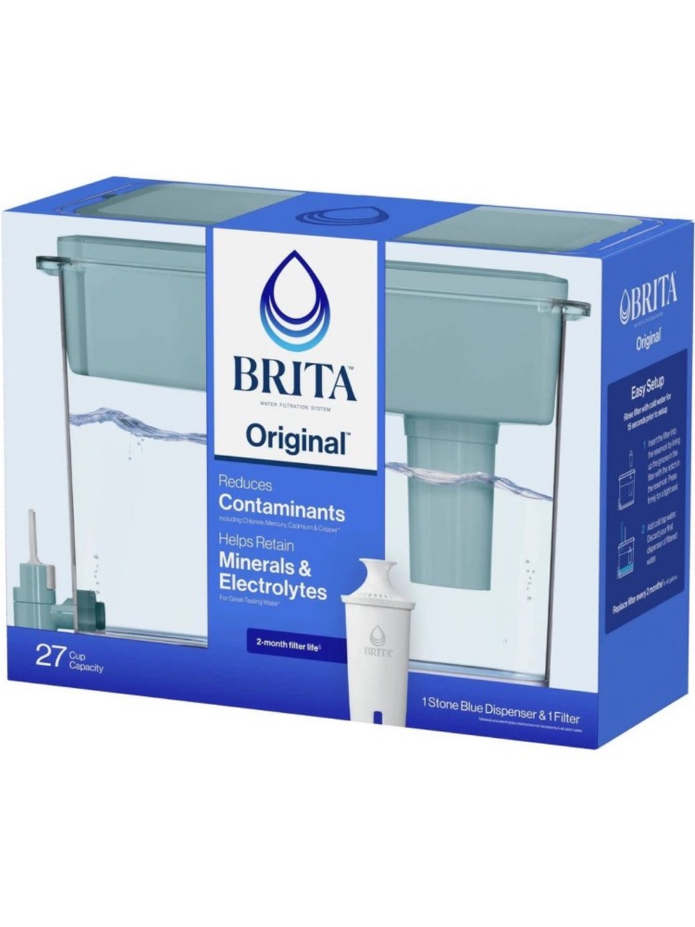 Brita large capacity water filtration system - easy fridge storage
